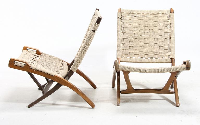 FÄLLSTOLAR, ett par, kopia efter Hans Wegners "Folding Chair", 1960-tal.