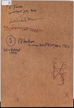 LAMBERT WERNER, "På torken", blandteknik/collage, signerad och daterad 1967.