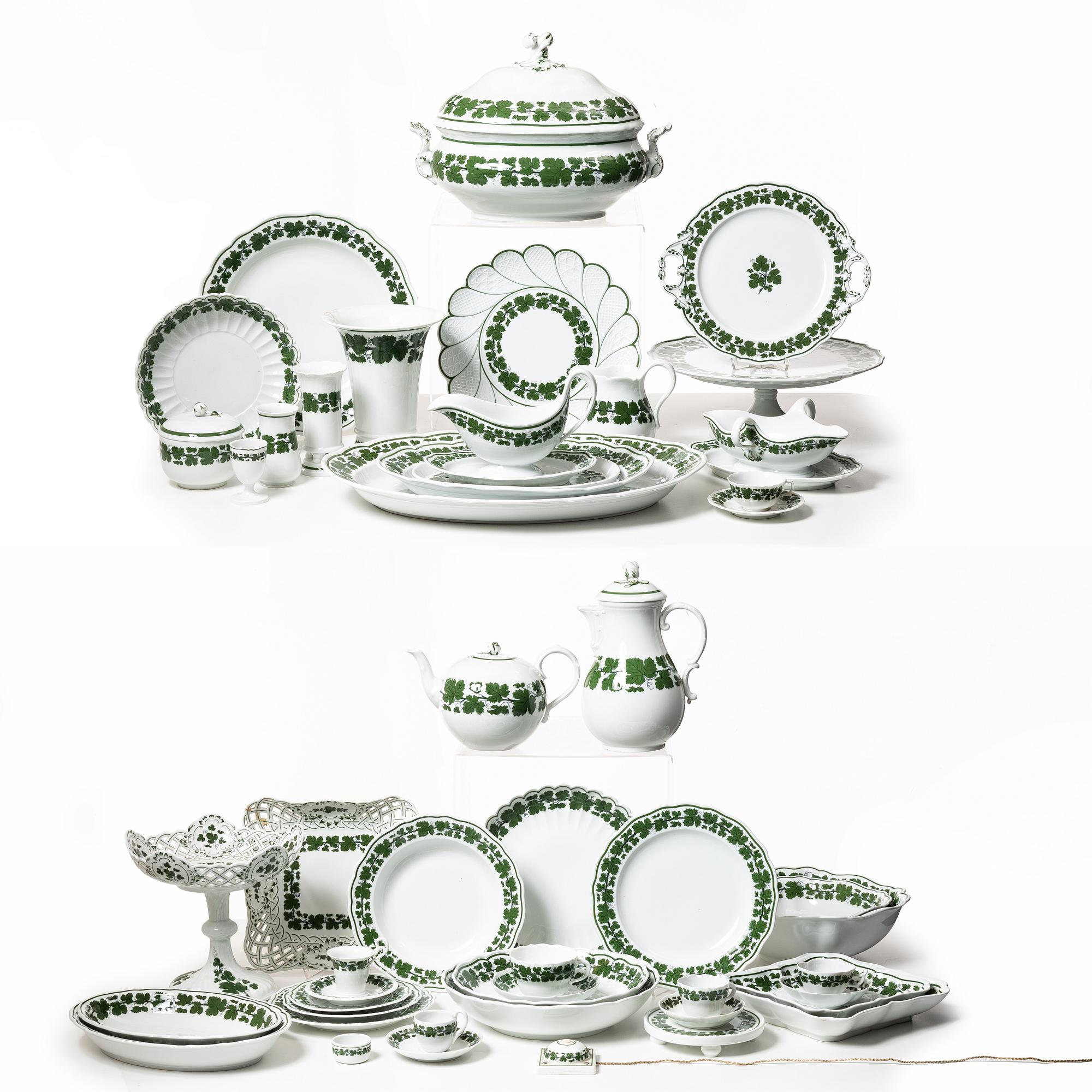 An 187-piece 'Weinlaub' porcelain dinner and coffee service, Meissen, Germany.