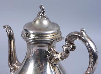 KAFFESERVIS, 3 delar, sterlingsilver, Peru, ca 1250 g.