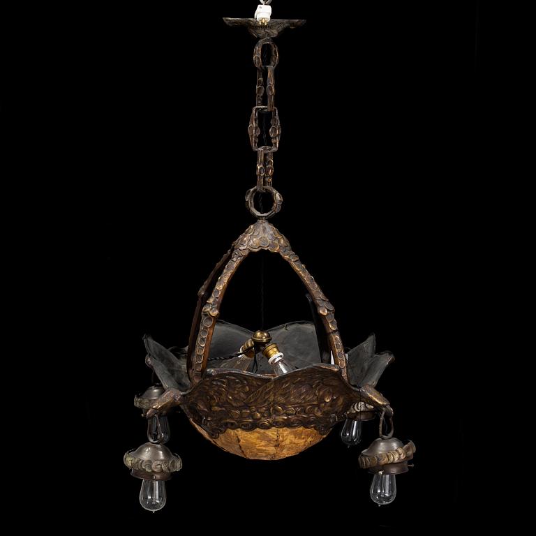 ALICE NORDIN, attributed to, 1910-/20's brass ceiling light, Böhlmarks lampfabrik.