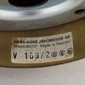 Hans-Agne Jakobsson, a modell 'V 189/2' brass and glass wall light from Markaryd.