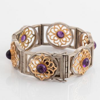 Silver and 18K gold with cabochon cut amethyst necklace.