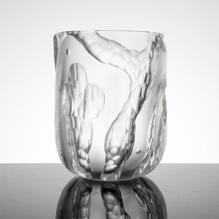 a Swedish glass vase designed by Sven Erik Skawonius, by Kosta.