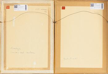 Tsukioka Yoshitoshi 1839-1892, efter,  respektive Utagawa Hiroshige II (Shigenobu), efter, färgträsnitt, 1900-tal.