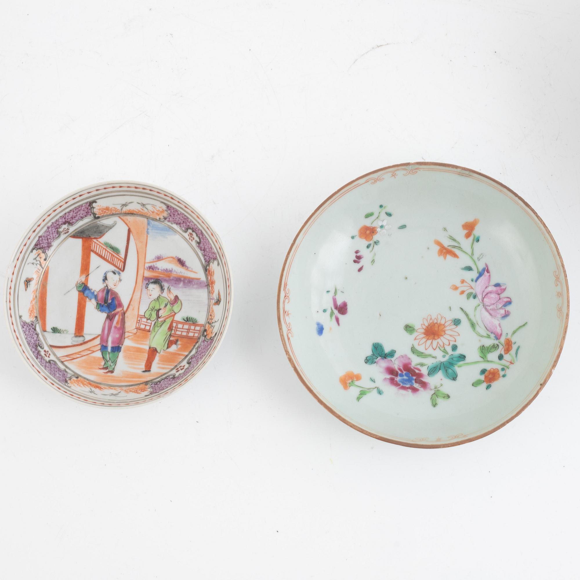 Eight pieces of Famille Rose porcelain, China, Qing dynasty, 18th-18th century.