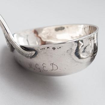 Four silver ladles, Sweden and England, 18th and 19th centuries.