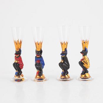 Gunnar Cyrén, snapsglas, fyra stycken, s.k. djävulsglas, 'Nobel', Orrefors.