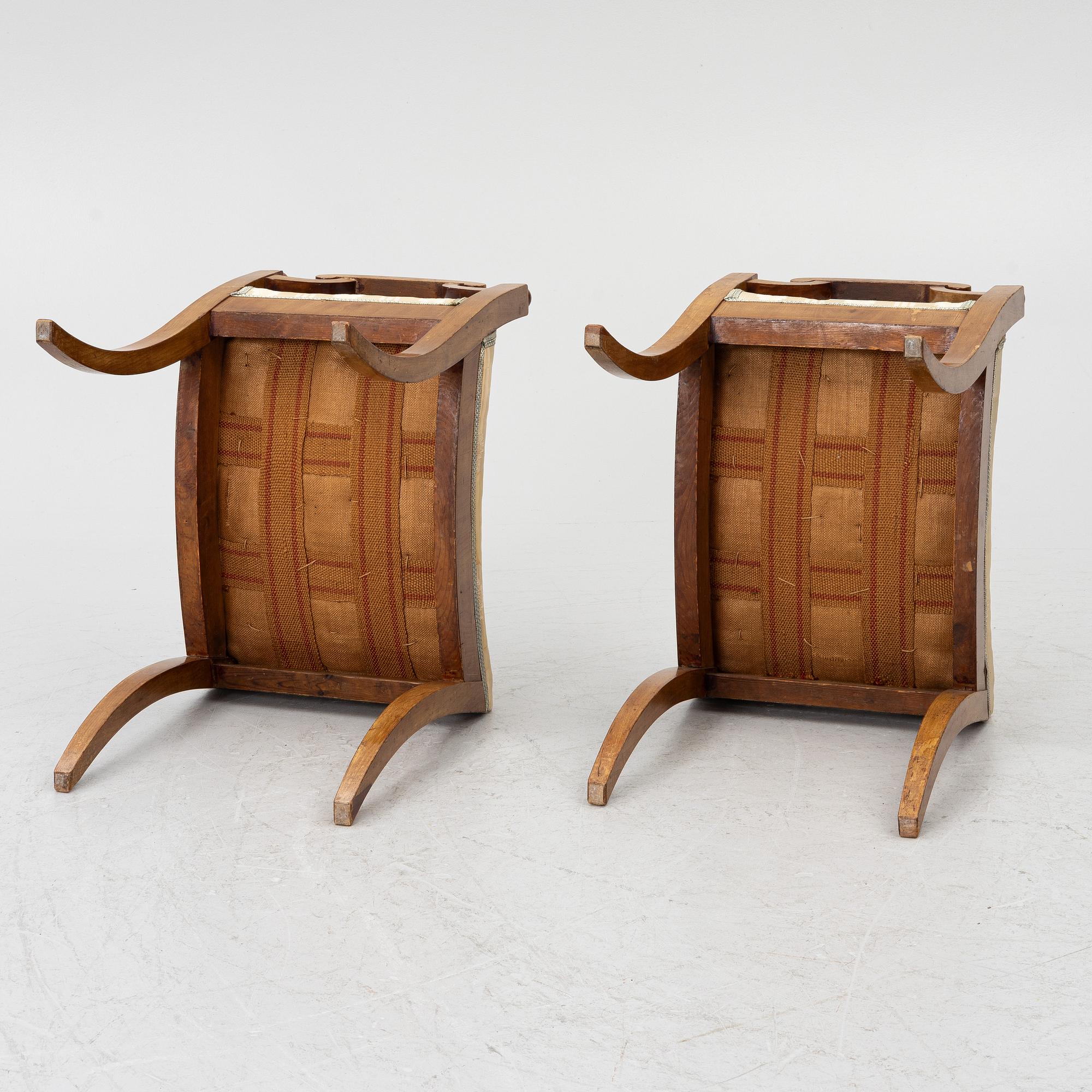A pair of Karl Johan stools, 19th Century.