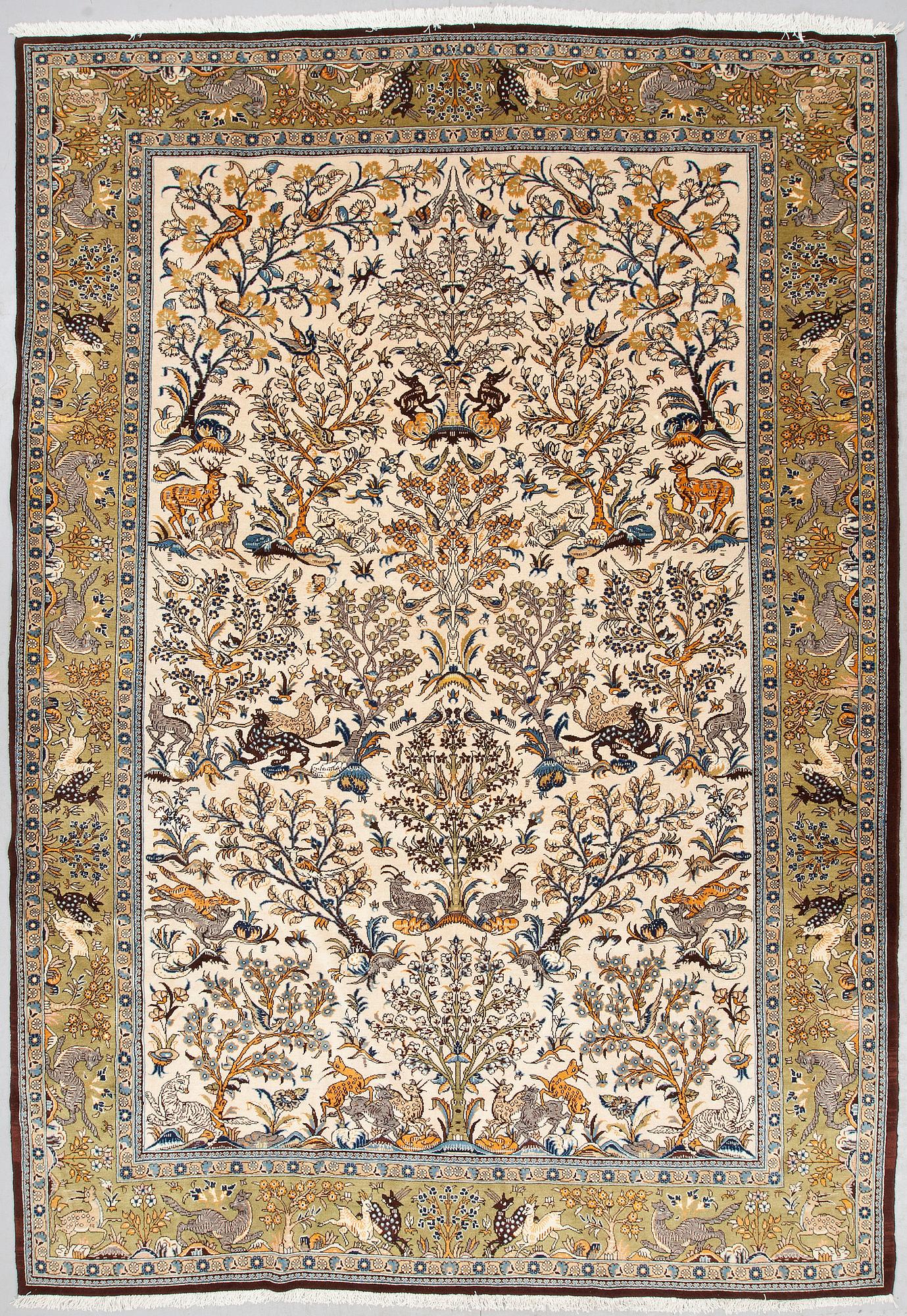 MATTA, Ghom, figural, part silk, 1900-talets slut, ca 323 X 220 cm.