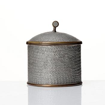 Estrid Ericson, a pewter and brass tobacco jar, Svenskt Tenn, Stockholm 1950.