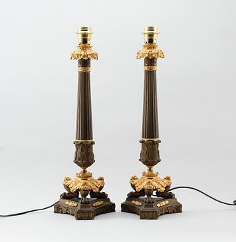 BORDSLAMPOR, 1 par, senempirestil, Frankrike, 1800-tal.