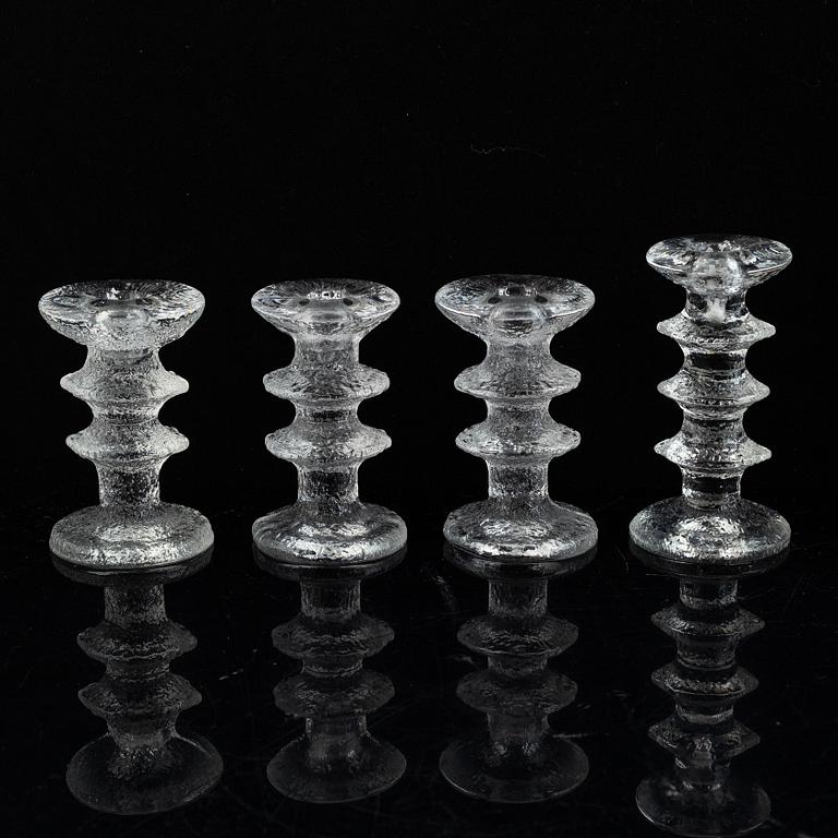 Eight 'Festivo' glass candle holders by Timo Sarpaneva, Iittala, Finland.
