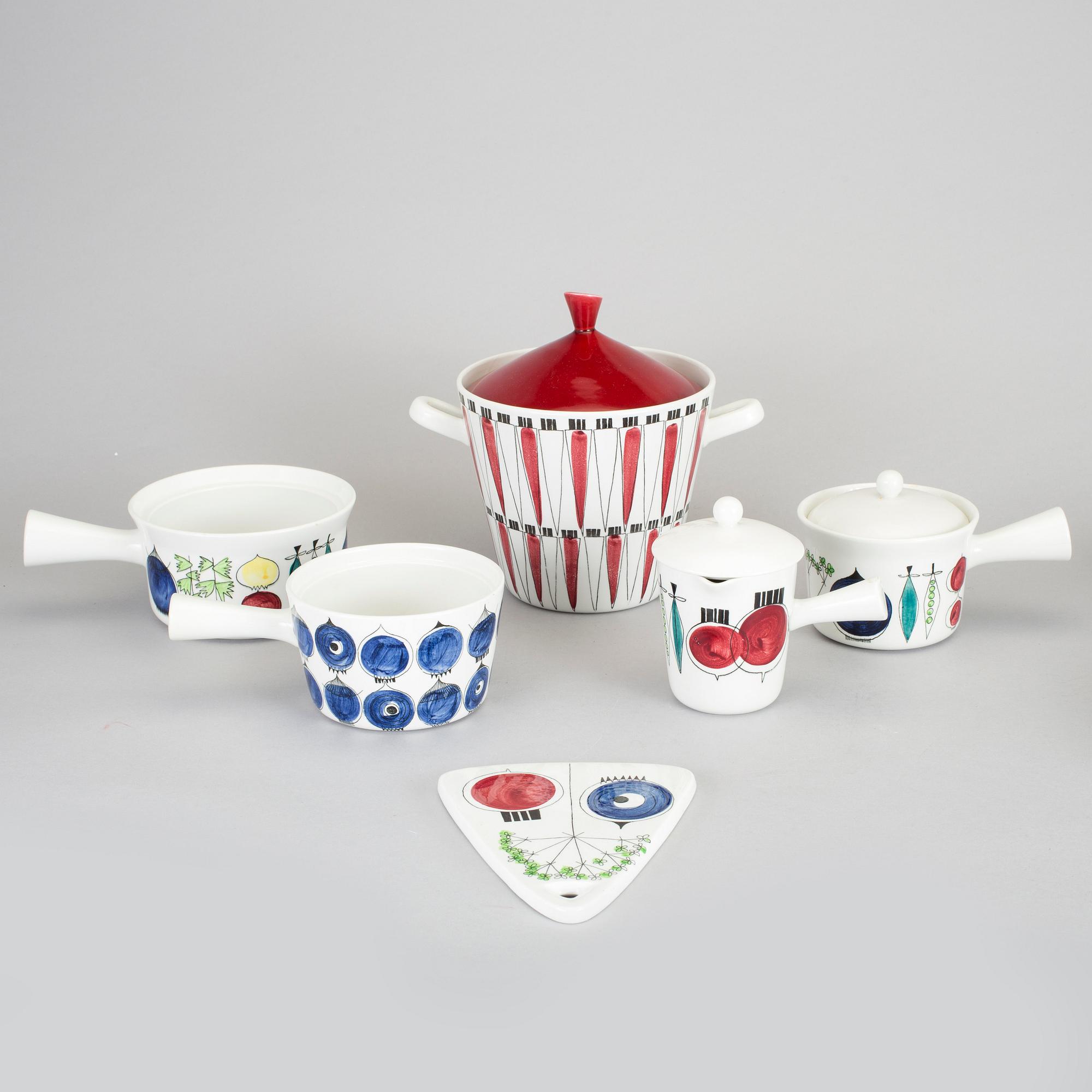 SERVISPORSLIN, 10 delar, "Picknick", Marianne Westman, Rörstrand, i produktion 1956-1969.