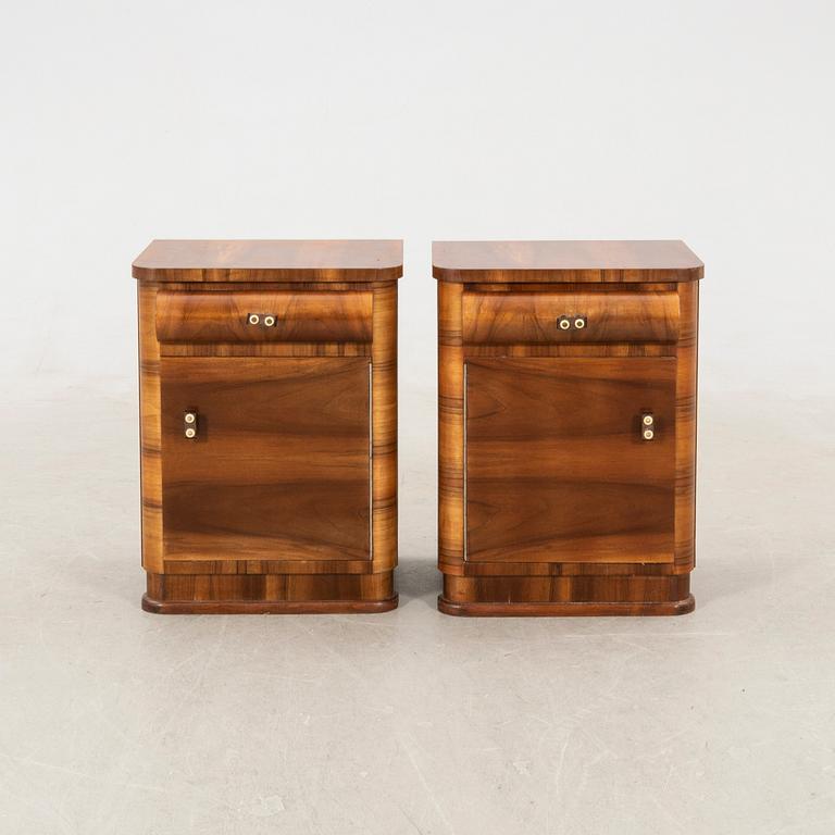 Bedside tables, a pair, first half of the 20th century.