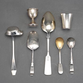 PARTI SILVER, 7 delar. Finland och Sverige, 1900-tal. Bl a Stockholm 1931. Vikt ca 254 gram.