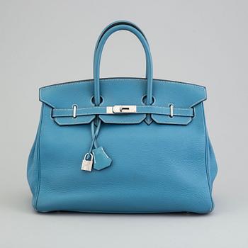 A "Birkin Bag" by Hermès, 35 Bleu.