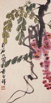 1027. A Chinese Scroll painting, after Qi Baishi (1864-1957).