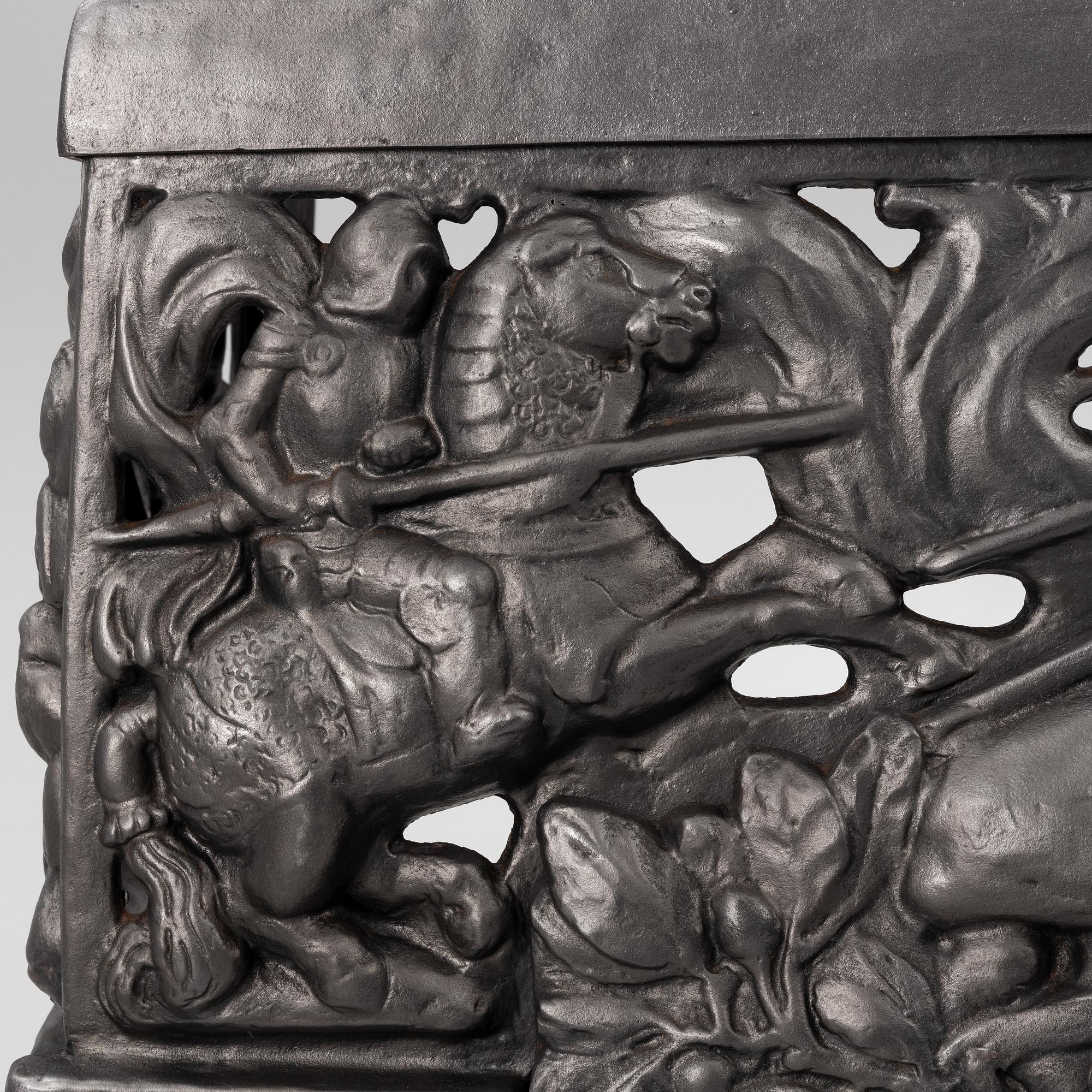 Fireplace front, cast iron, Art Nouveau, after Hans W Larsen, late 20th century.