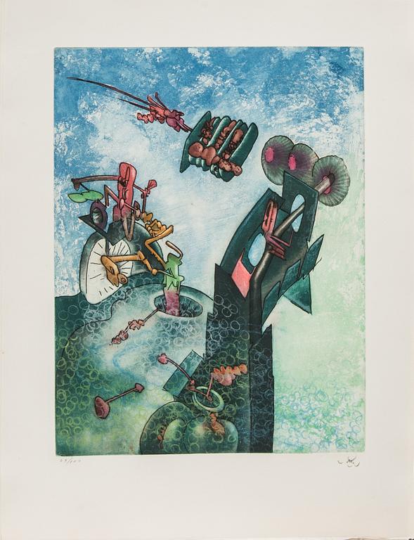 ROBERTO MATTA, etsning/akvatint, 10 st, "Hom'mere", signerade och numrerade 49/100. 1975.