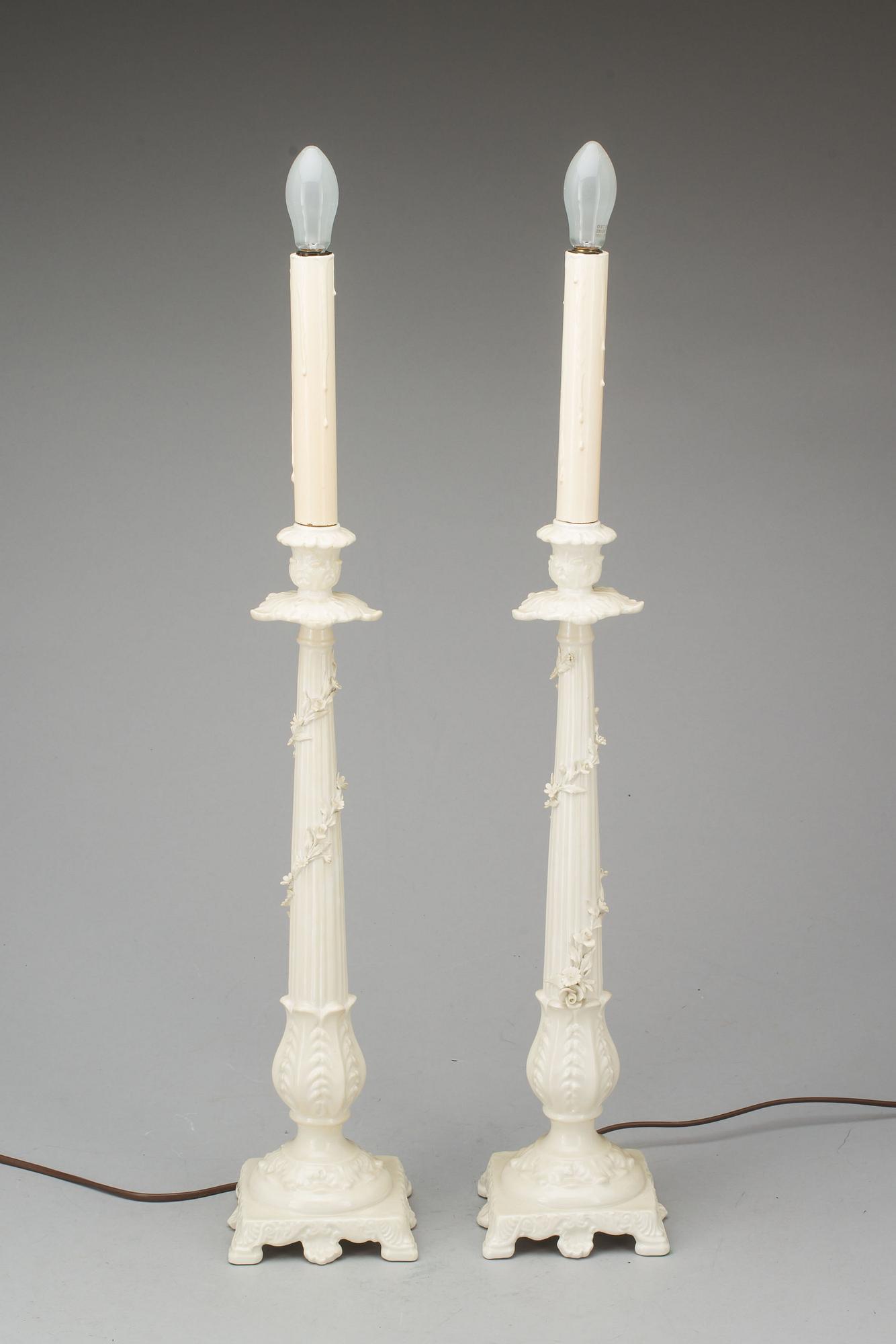 BORDSLAMPOR, porslin,  ett par, Tiffany & co, Italy.