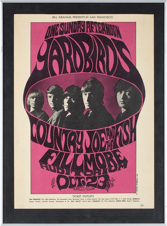 KONSERTAFFISCH, Yardbirds, San Francisco 1966.