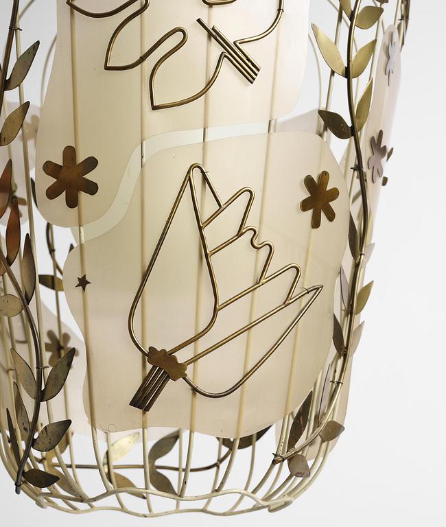 Hans Bergström, a rare ceiling lamp model "5A", ateljé Lyktan, Åhus, 1940s.