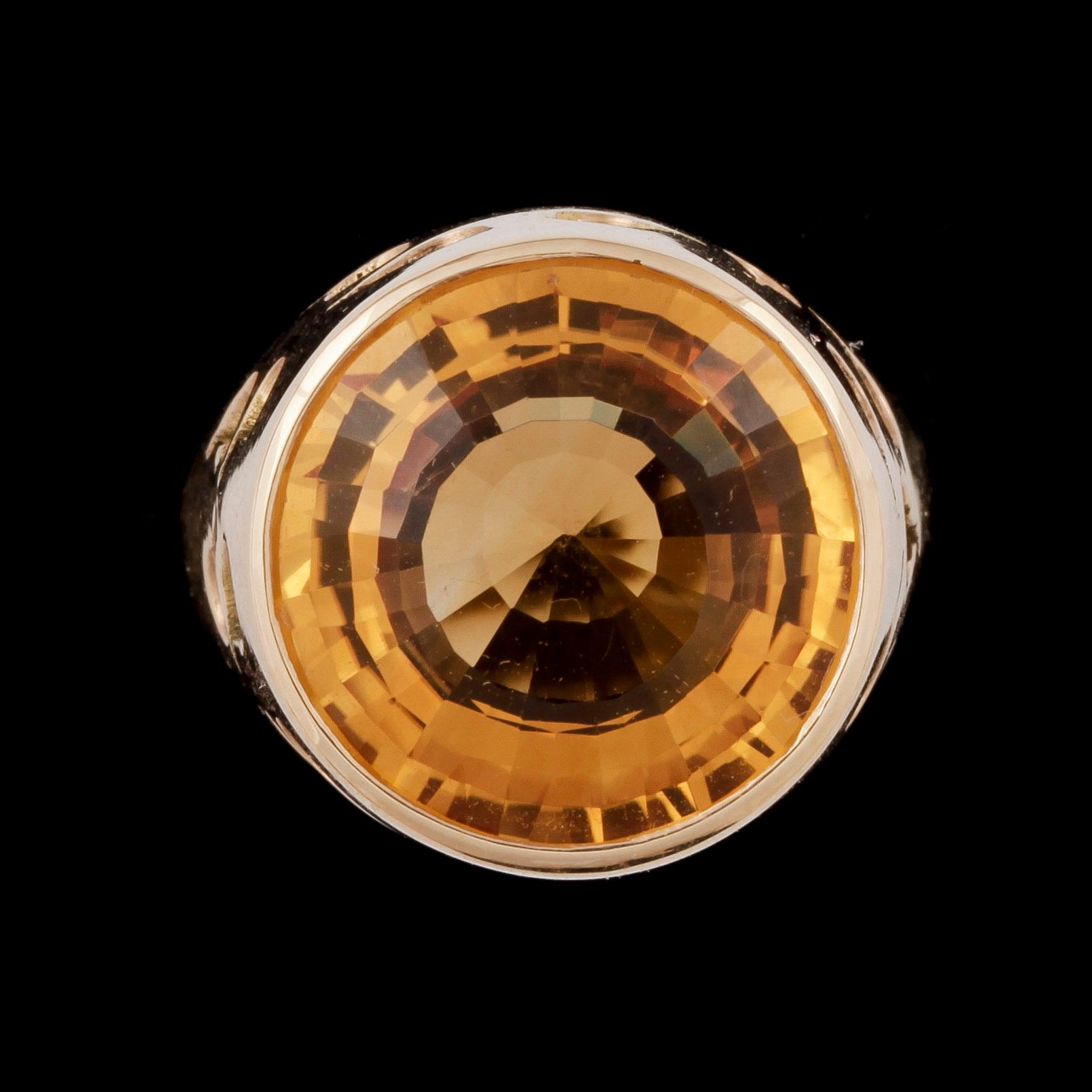 RING, guld 18K, citrin, Bernt Högkvist Guldsmedja, Stockholm. Tot ca 15 gram.