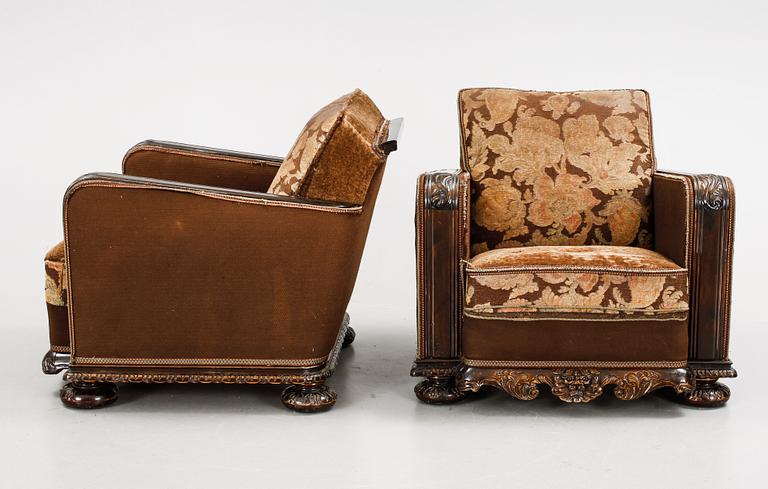 FÅTÖLJER, ett par, art déco, 1930/40-tal.