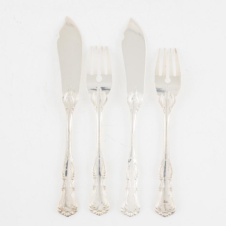 A Swedish Silver Fish Cutlery, model 'Prins Albert', GAB and CG Hallberg (60 pieces).