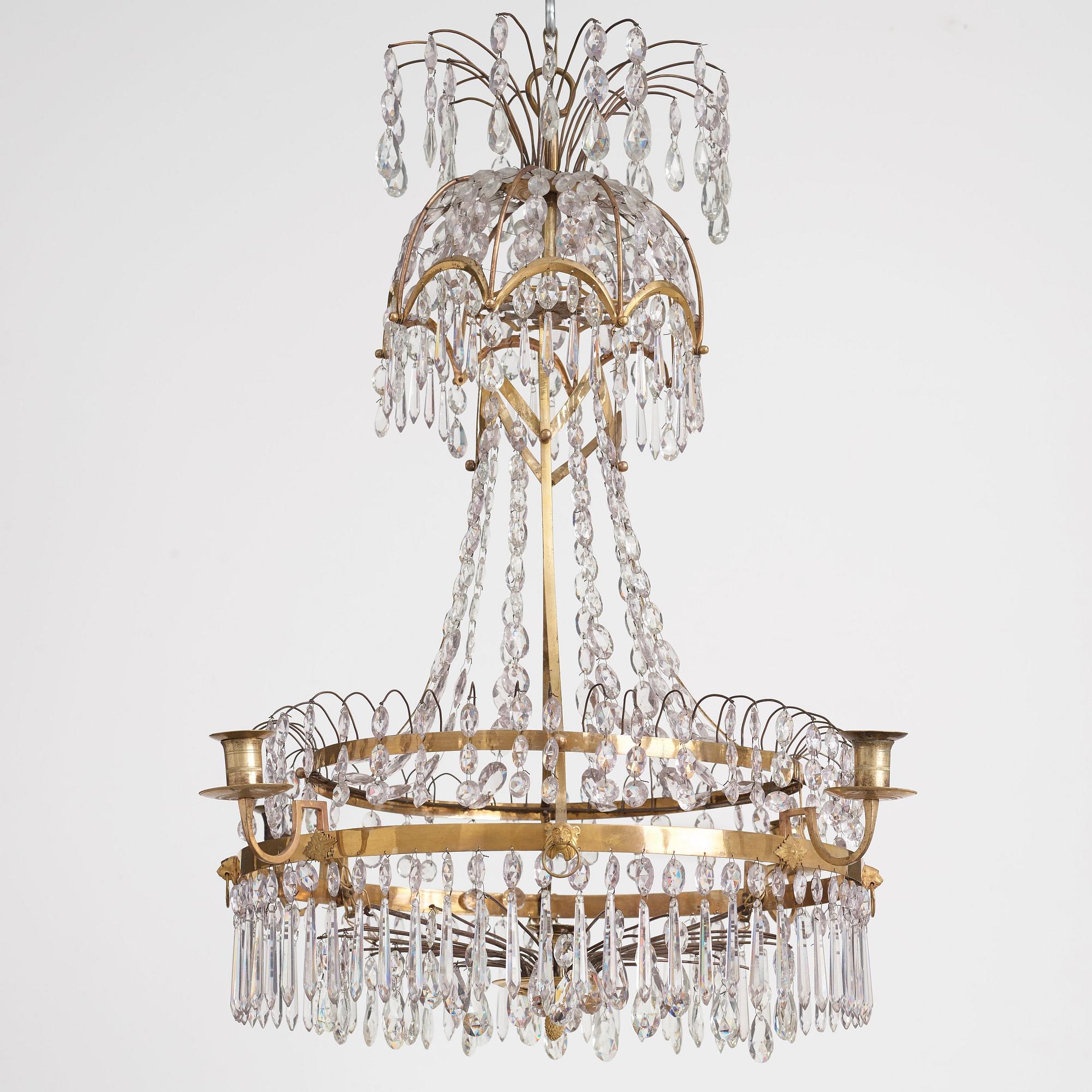 A late Gustavian circa 1800 five-light chandelier.