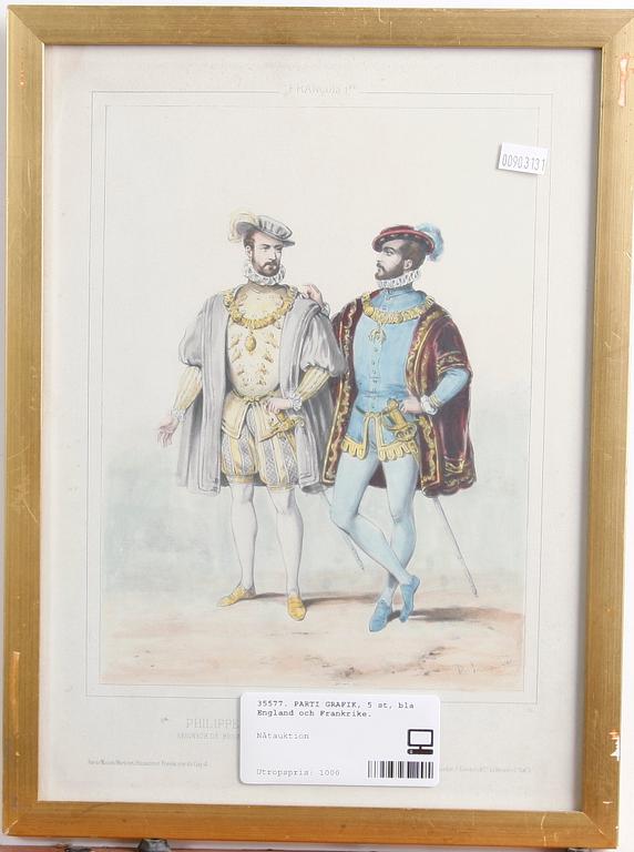 PARTI GRAFIK, 5 st, bla England och Frankrike.