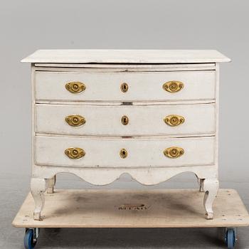 A painted late Baroque chest of drawers, 18th Century.
