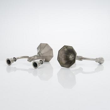 Just Andersen, A pair of danish pewter candelabra.