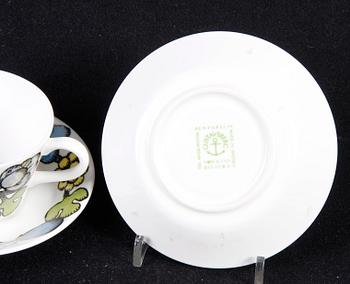 KAFFEKOPPAR, 5 st, porslin, Gustavsberg, Stig Lindberg.