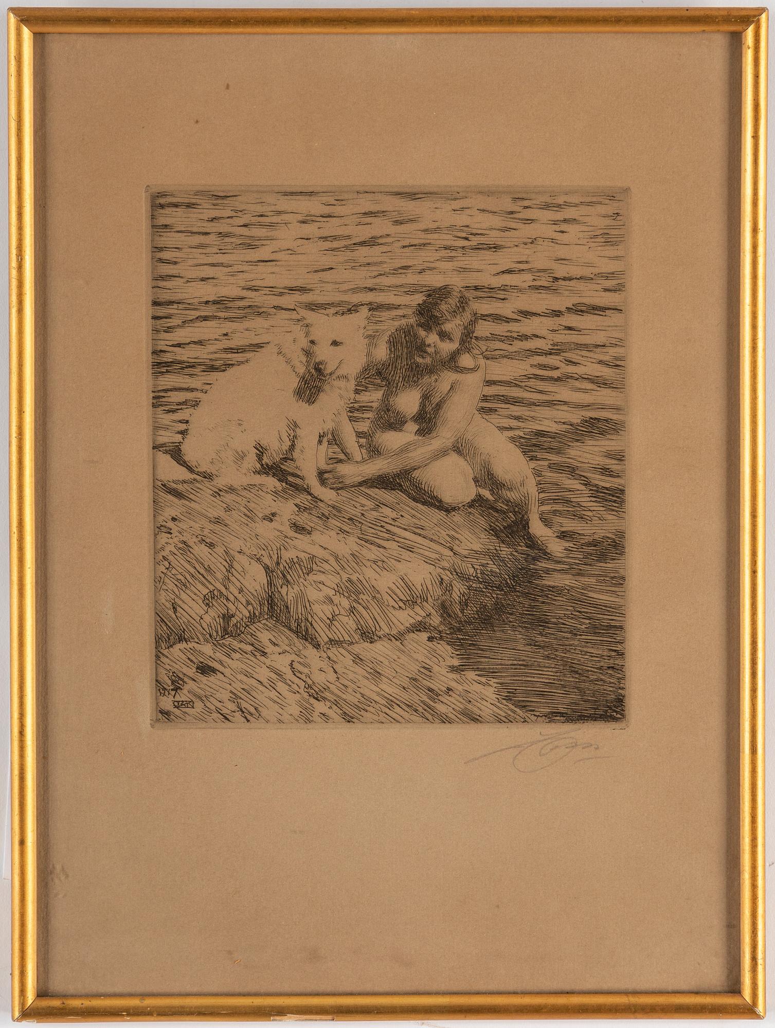 ANDERS ZORN, etching, state III of III, 1917, signed in pencil.