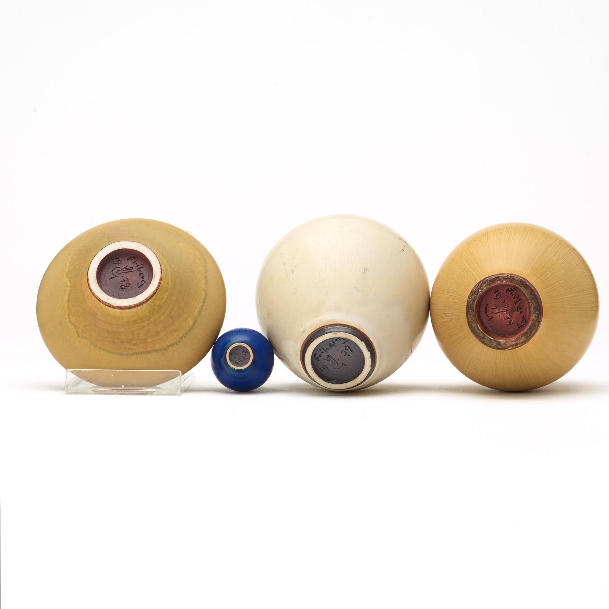 Berndt Friberg, a set of four stoneware vases, Gustavsberg Studio 1958-79.