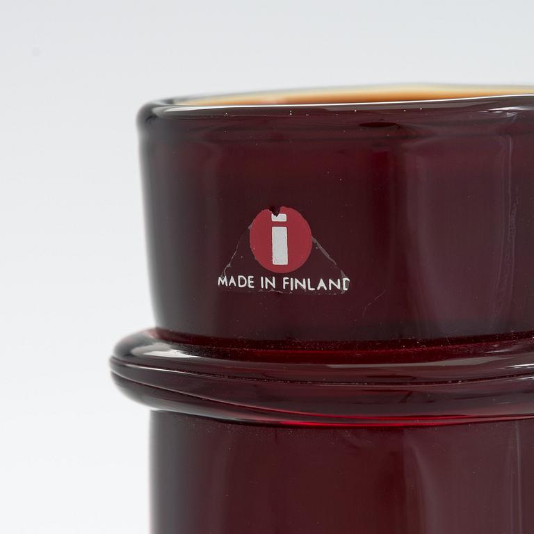 Tapio Wirkkala, A mid 20th century glass bottle for Iittala, signed Tapio Wirkkala.