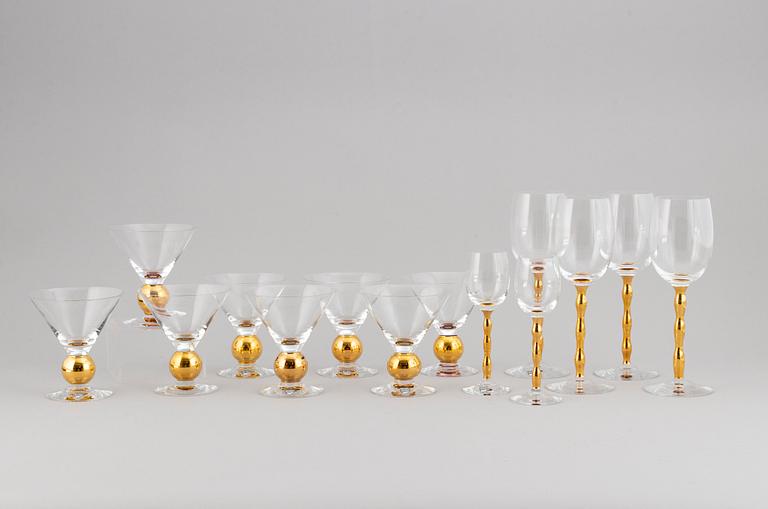 GUNNAR CYRÉN, glasservisdelar, 14 st "Nobel", Orrefors.