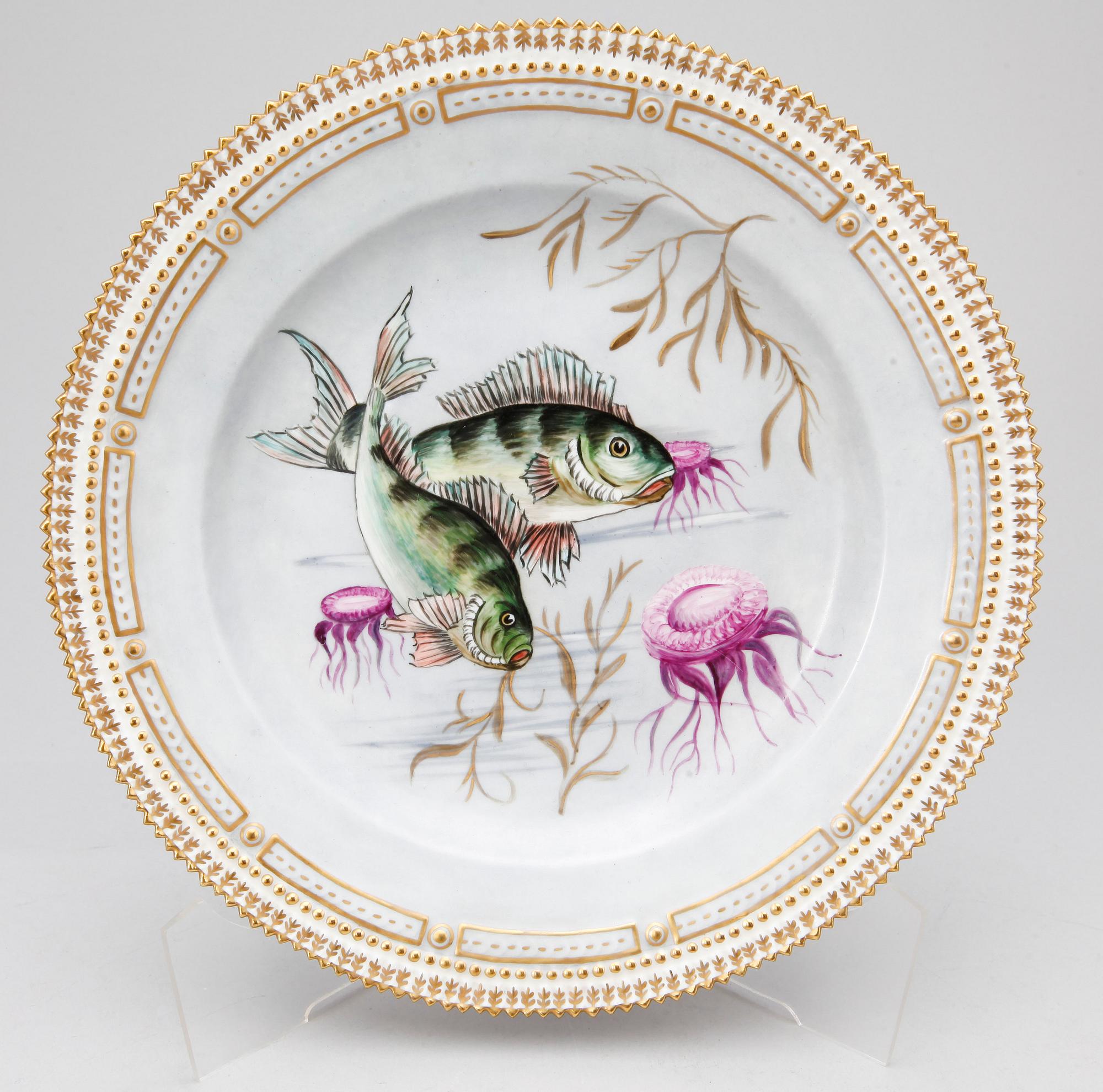 TALLRIKAR, 8 st. Porslin. "Fauna Danica", Hausmalerei. Royal Copenhagen, 1800/1900-tal.