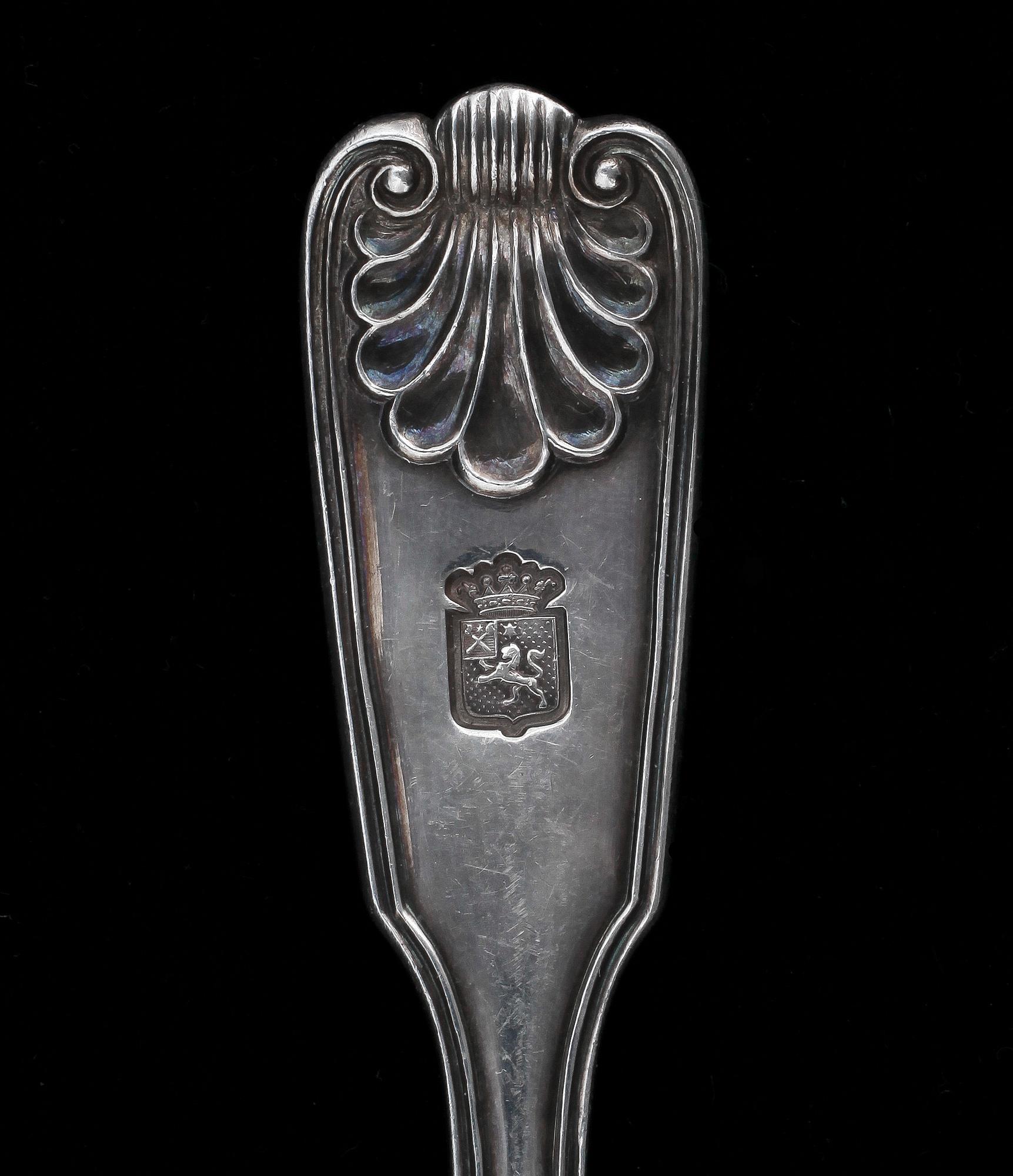 PARTI BESTICK, 10 delar, silver, Bla Eric Ramstedt, Härnösand. Sverige 1800-tal. Totalvikt ca 400 gram.