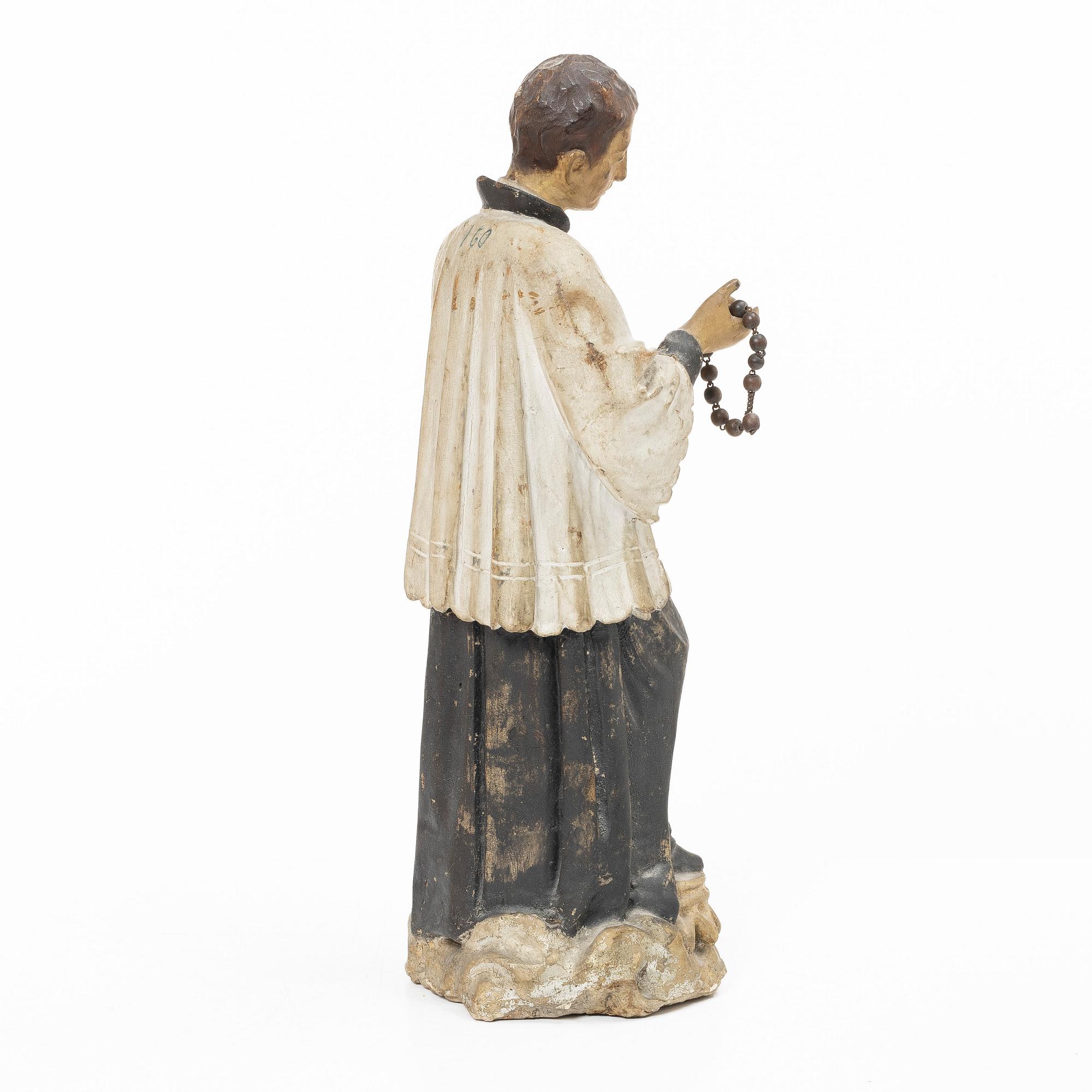 Wood sculpture, saint figure, 19th century.
