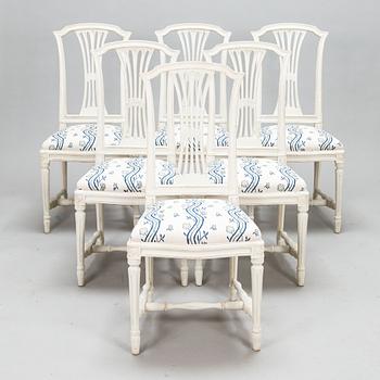 Stolar, 6 st, gustaviansk stil, 1900-talets första hälft.