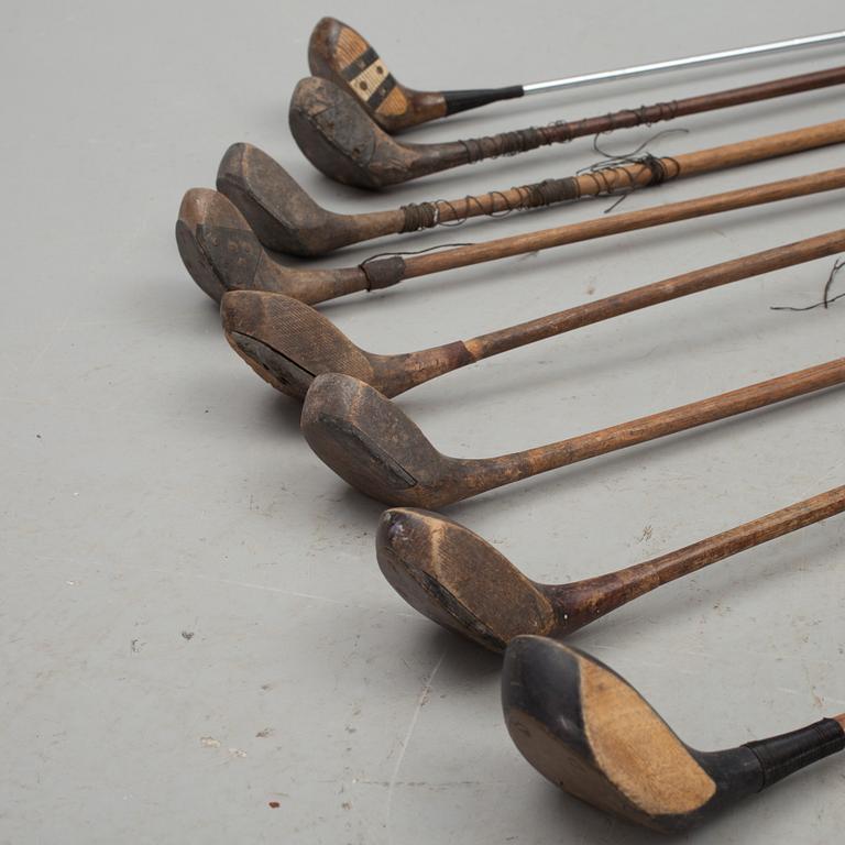 PARTI GOLFKLUBBOR, 8 st, drivers, 1900-talets första hälft.