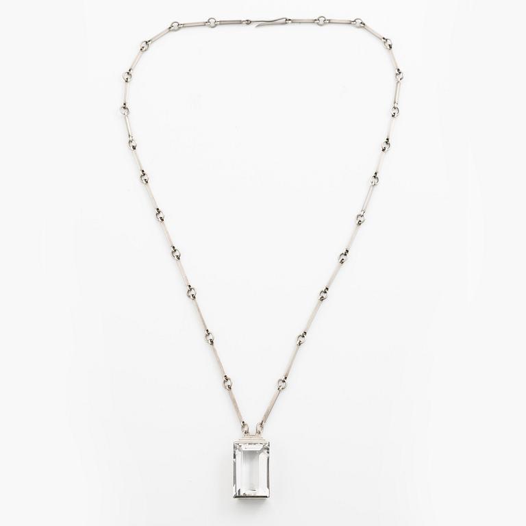Wiwen Nilsson, a necklace, silver with rock crystal, Lund 1942.