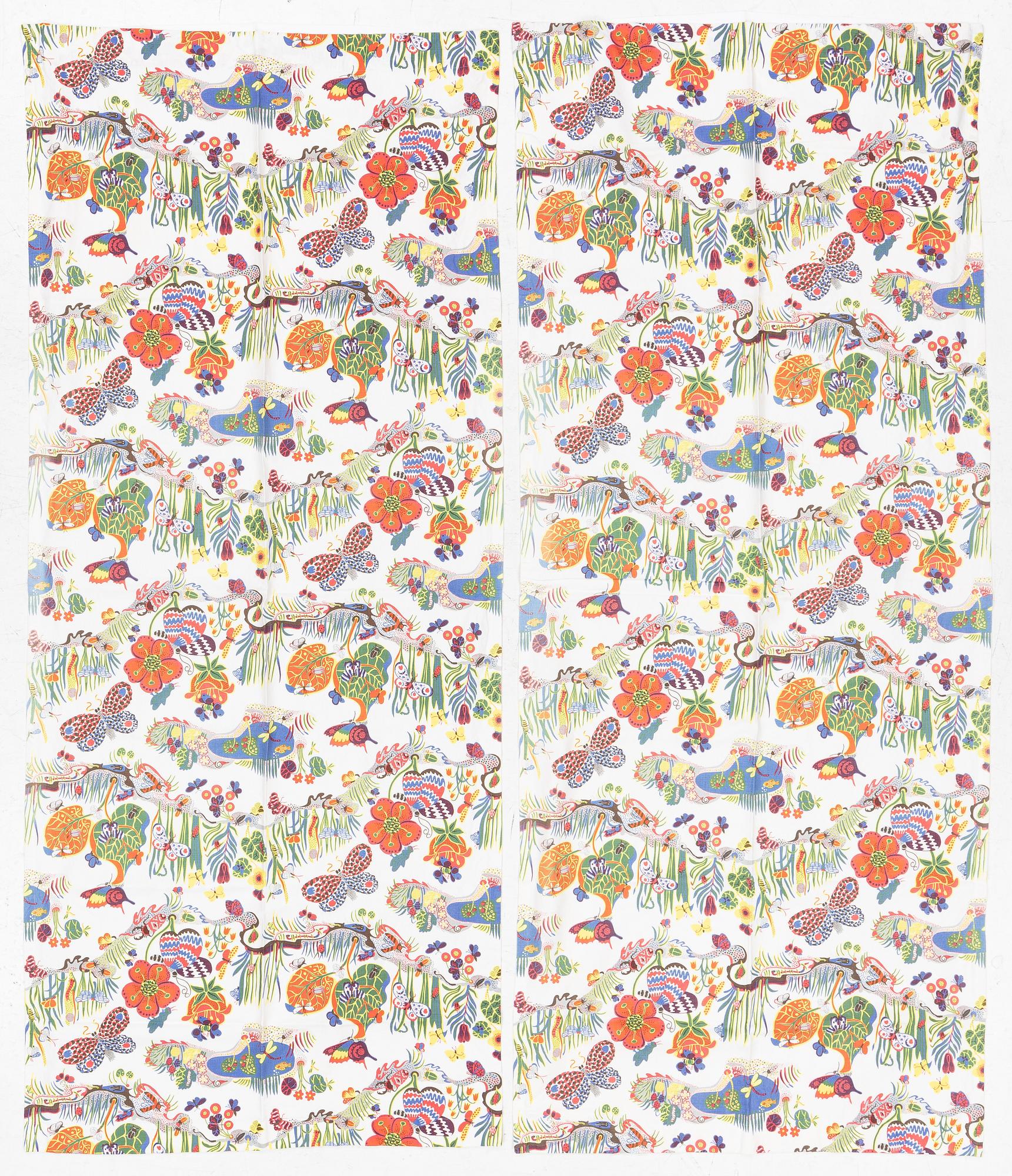 Josef Frank, curtains, a pair, "Butterfly", Firma Svenskt Tenn.