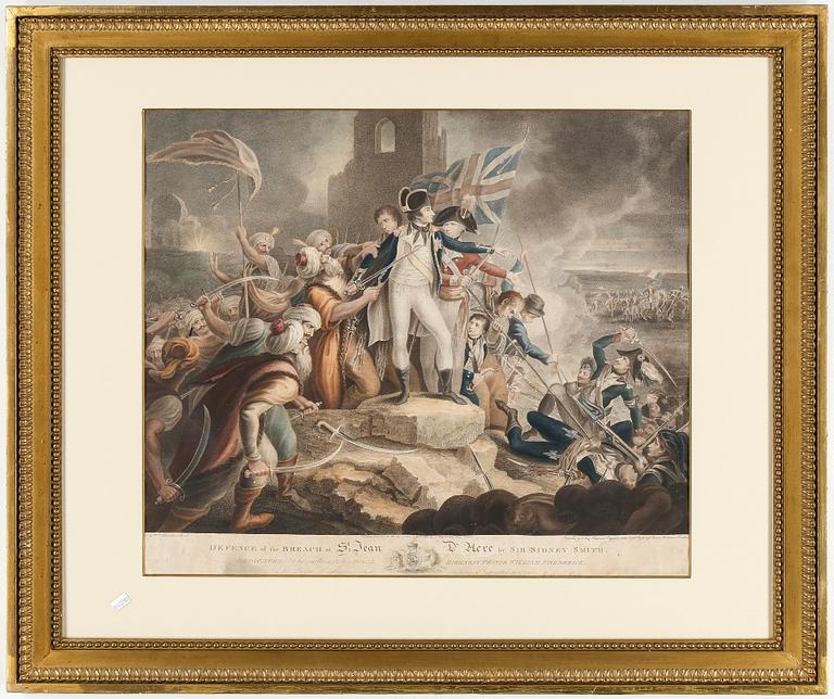 GRAVYRER, 2 st, bla efter Henry Singleton, 1800-talets första hälft.