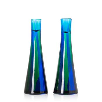 Paolo Venini, a pair of candlesticks, Venini, Murano, Italy, probably 1950s, model 4809.