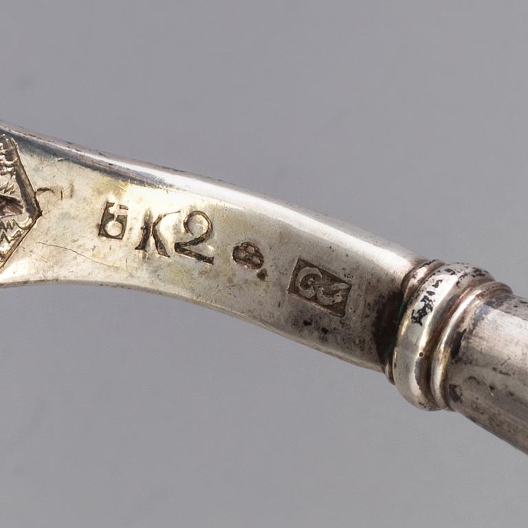A silver serving spoon, maker's mark V. Christensen, Copenhagen, 1876 and LADLE, silver, Carl Fahlberg, Uppsala, 1792.