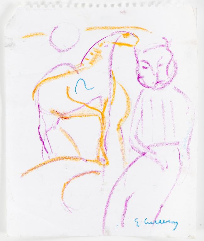 ERLAND CULLBERG, Chalk drawings, 10, signed.